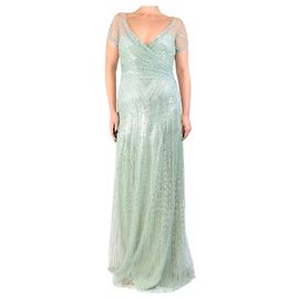 Jenny Packham Maxikleid aus Pailletten in Hellgrün - Größe UK 10