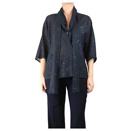Brunello Cucinelli Blusa de botones a presión con lentejuelas de carbón - talla S