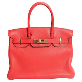 Borsa Birkin 30 rossa in pelle Clémence - Hermès