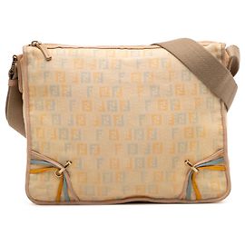 Fendi Beiger Zucchino Canvas F Charm Umhängetasche