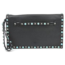 Bolso de mano de cuero negro Valentino Garavani