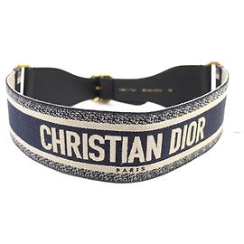 Christian Dior Logo Embroidery Leather Belt