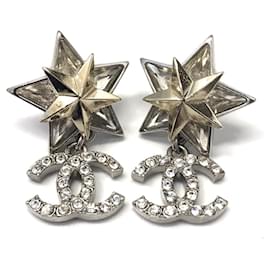 Orecchini a goccia placcati in oro Chanel con stella in strass