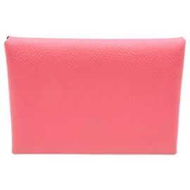 Tarjetero Calvi Duo de Hermès en Rosa Azalee
