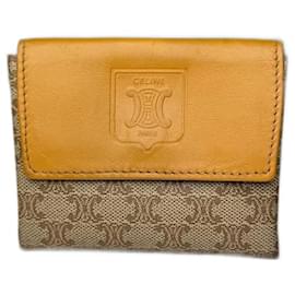 Vintage Celine Paris Leather Purse beige Yellow - Céline