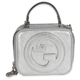 Gucci Borsa Blondie Top in pelle di vitello metallica argento Sakai Be Green con cucitura diagonale