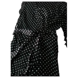 Vestido Apostrophe de seda con lunares verdes y negro