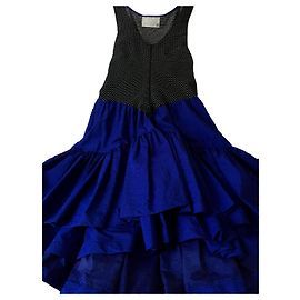 Autre Marque Vestido de cóctel Jacques Gratz Azul de Satén con Lunares