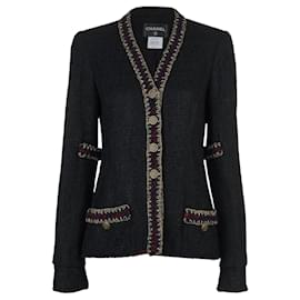 JACKE MIT SCHWARZEM TWEED UND GEFLOCHTENEN BESÄTZEN CHANEL 10A PARIS-SHANGHAI FR 38