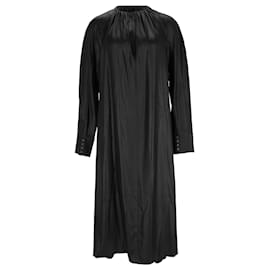 Vestido midi de satén fruncido Acne Studios en negro triacetato