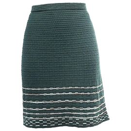 Gonna Mini in Viscosa Verde Oliva con Strisce Tricotate Missoni