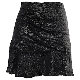 Falda Mini con Lentejuelas Iro Nako en Viscosa Negra