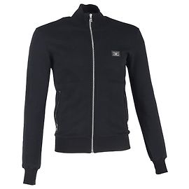 Dolce & Gabbana Zip-Up-Pullover mit Taschen aus schwarzer Baumwolle
