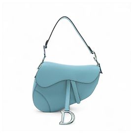 Dior Borsa a mano in pelle di vitello grana saddle senza tracolla blu