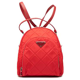 Prada Roter Impuntu Tessuto Rucksack