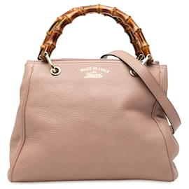 Gucci Kleine Shopper-Tasche aus rosa Kalbsleder mit Bambus