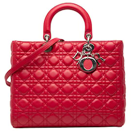 Dior Rosso Grande Borsa in Pelle di Agnello Cannage Lady Dior