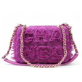 NUOVA BORSA A MANO CHANEL AS0974 TWEED LOGO GIGANTE RETTANGOLARE VIOLA