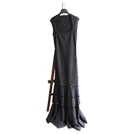 Vestido largo negro Alaïa con patrones de cebra brillantes talla S (IT 40 / FR 36)