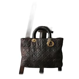 Borsa Lady Dior di Dior in pelle marrone vintage
