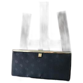Pochette Dior in tessuto blu navy con logo obliquo Dior