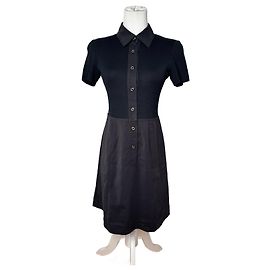 Vintage Courreges Baumwoll-Lederkleid 36/S schwarz