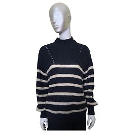 La petite française The Little Star Striped Blue White Wool Mohair Sweater