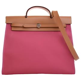 Hermès Borsa Herbag Zip 39 in Tela Rosa