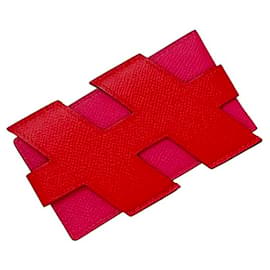 Hermès Card Case in Red and Pink Leather