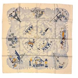 Foulard Hermès The Triplets in seta bianco 90x90