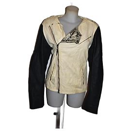 Costume National Bicolor Black and White Leather Jacket