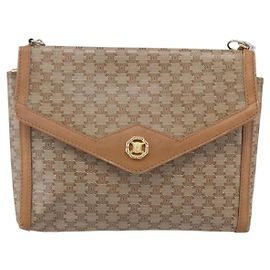 Céline Celine Vintage Macadam Schultertasche aus Canvas und Leder