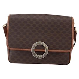 Céline Borsa a Spalla Celine Vintage Macadam con Logo Circolare in Tela e Pelle