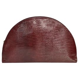 Autre Marque Vergani Vintage Halbmond-Clutch – Burgunderfarbenes, mit Echsenprägung versehenes Leder, Hergestellt in Italien