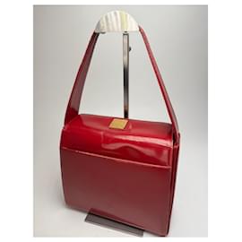 Borsa a mano vintage Givenchy in pelle verniciata rossa