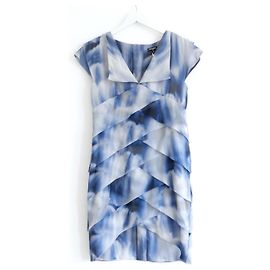 Vestido mini de seda com estampa de céu franzido Chanel Primavera 2018