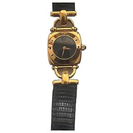 Gucci 6300L Uhr Goldplattiert Schwarzes Zifferblatt