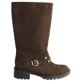 Brown suede riding boots - Fendi