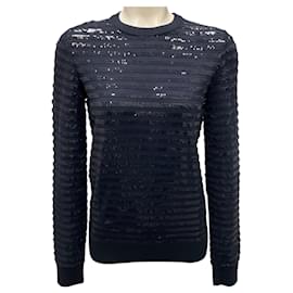 Merinowollpullover mit gestreiften Pailletten aus der Michael Kors Midnight Kollektion
