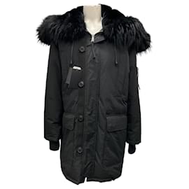 Parka nera con cappuccio Dsquared2 2011 con pelliccia
