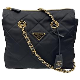 Borsa tote piccola Prada Re-Nylon nera Impuntu trapuntata Re-Edition 1995 Chaine