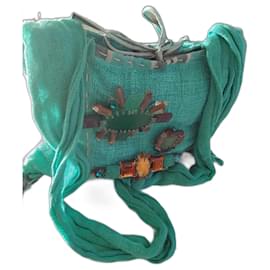 Borsa Maliparmi verde in acrilico con pietre