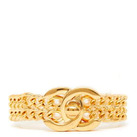 Chanel Armband 1996 Maxi CC Turnlock Doppelte Goldkette Größe M