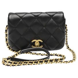 Borsa a spalla in agnello nero Chanel