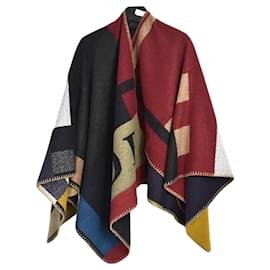 Poncho reversible Burberry Color Block lana y cachemira