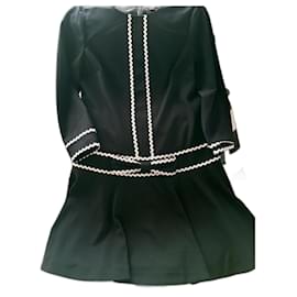 Ted Baker Schwarzes Kleid mit weißem Piping und Schleife