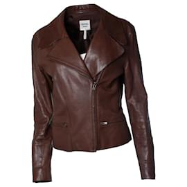 Hermès, giacca da motociclista in pelle marrone