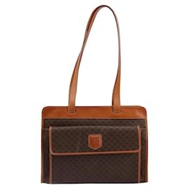 Céline Celine Vintage Macadam Tote Tasche aus Canvas und Leder