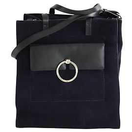 Claudie Pierlot Borsa a tracolla in suede blu navy