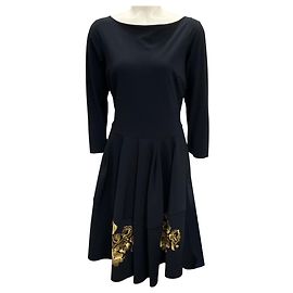 Autre Marque Schwarzes / golden besticktes Cocktailkleid Chiara Boni La Petite Robe Couture